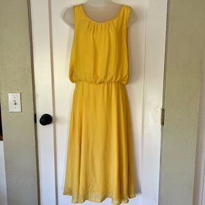 Forever 21 Sleeveless Blouson Open Back Yellow Dress Size Large